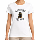 T-shirt Femme Blanc Mon Rottweiler c'est ma vie