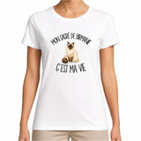 T-shirt Femme Blanc Mon Sacré de Birmanie c'est ma vie