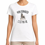 T-shirt Femme Blanc Mon Schnauzer c'est ma vie