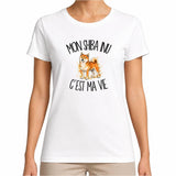 T-shirt Femme Blanc Mon Shiba Inu c'est ma vie