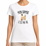 T-shirt Femme Blanc Mon Siamois c'est ma vie
