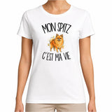 T-shirt Femme Blanc Mon Spitz c'est ma vie