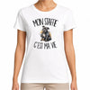 T-shirt Femme Blanc Mon Staffie c'est ma vie