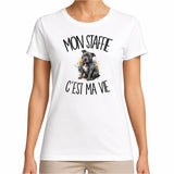 T-shirt Femme Blanc Mon Staffie c'est ma vie