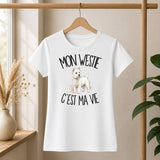 T-shirt Femme Blanc Mon Westie c'est ma vie