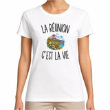 T-shirt Femme Blanc La Réunion c’est la vie