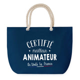 Sac de plage Bleu anse corde Certifié meilleur Animateur