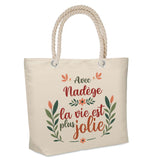 Sac Fête des Mères Mamie Famille Idée Cadeau anniversaire Noël Travail Boulot Métier Départ Retraite Collègue Femme cabas shopping plage