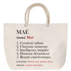 Sac Fête des Mères Mamie Famille Idée Cadeau anniversaire Noël Travail Boulot Métier Départ Retraite Collègue Femme cabas shopping plage