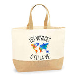 Sac Jute Fête des Mères Fêtes des Pères Mamie Papi Famille Idée Cadeau anniversaire Noël Travail Boulot Métier Départ Retraite Collègue Femme Homme