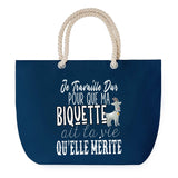 Sac de plage Bleu anse corde Biquette Travailler Dur