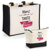 Cabas femme sac plage ou shopping tote bag pochette trousse Idée cadeau original pour anniversaire Noël travail départ retraite collègue famille fete des mères maman mamie