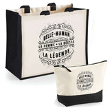 Cabas femme sac plage ou shopping tote bag pochette trousse Idée cadeau original pour anniversaire Noël travail départ retraite collègue famille fete des mères maman mamie