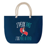 Sac de Plage Bleu avec Anse Corde J'peux Pas Mère au Foyer