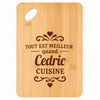 Planche bambou gravée personnalisée homme idée cadeau Fête des Pères apéro 30×20 prénom cuisine plateau fromage anniversaire noel papa papi 