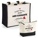 Cabas femme sac plage ou shopping tote bag pochette trousse Idée cadeau original pour anniversaire Noël travail départ retraite collègue famille fete des mères maman mamie