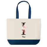 Sac de shopping bleu Iris Lettre Fleur