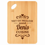 Planche bambou gravée personnalisée homme idée cadeau Fête des Pères apéro 30×20 prénom cuisine plateau fromage anniversaire noel papa papi 