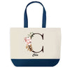 Sac de shopping bleu Cléa Lettre Fleur