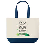 Sac de shopping bleu Merci Équipe Inoubliable Homme