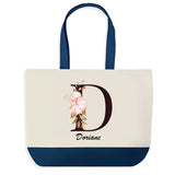 Sac de shopping bleu Doriane Lettre Fleur