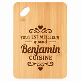 Planche bambou gravée personnalisée homme idée cadeau Fête des Pères apéro 30×20 prénom cuisine plateau fromage anniversaire noel papa papi 