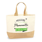 Sac Jute Fête des Mères Fêtes des Pères Mamie Papi Famille Idée Cadeau anniversaire Noël Travail Boulot Métier Départ Retraite Collègue Femme Homme
