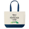 Sac de shopping bleu Merci Psychologue Inoubliable Femme