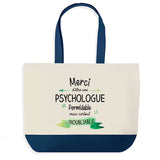 Sac de shopping bleu Merci Psychologue Inoubliable Femme