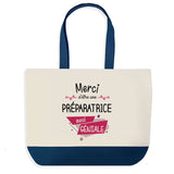 Sac de shopping bleu Merci Préparatrice Géniale