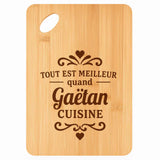 Planche bambou gravée personnalisée homme idée cadeau Fête des Pères apéro 30×20 prénom cuisine plateau fromage anniversaire noel papa papi 