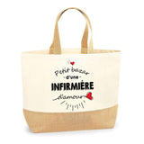 Sac Jute Fête des Mères Fêtes des Pères Mamie Papi Famille Idée Cadeau anniversaire Noël Travail Boulot Métier Départ Retraite Collègue Femme Homme