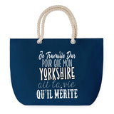 Sac de plage Bleu anse corde Yorkshire Travailler Dur pour mon Chien
