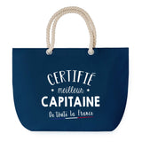 Sac de plage Bleu anse corde Certifié meilleur Capitaine