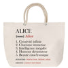 Sac Fête des Mères Mamie Famille Idée Cadeau anniversaire Noël Travail Boulot Métier Départ Retraite Collègue Femme cabas shopping plage