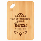 Planche bambou gravée personnalisée femme idée cadeau Fête des Mères apéro 30×20 prénom cuisine plateau fromage anniversaire noel maman mamie