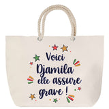 Sac Fête des Mères Mamie Famille Idée Cadeau anniversaire Noël Travail Boulot Métier Départ Retraite Collègue Femme cabas shopping plage