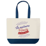 Sac de shopping bleu Filleule Meilleure du Monde