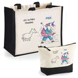 Cabas homme sac plage ou shopping tote bag pochette trousse Idée cadeau original pour anniversaire Noël travail départ retraite collègue famille fetes des pères papa papi