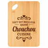Planche bambou gravée personnalisée femme homme idée cadeau Fête des Mères Fête des Pères apéro papa maman prénom cuisine plateau fromage