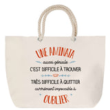 Sac Fête des Mères Mamie Famille Idée Cadeau anniversaire Noël Travail Boulot Métier Départ Retraite Collègue Femme cabas shopping plage