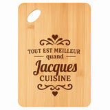 Planche bambou gravée personnalisée homme idée cadeau Fête des Pères apéro 30×20 prénom cuisine plateau fromage anniversaire noel papa papi 