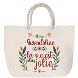 Sac Fête des Mères Mamie Famille Idée Cadeau anniversaire Noël Travail Boulot Métier Départ Retraite Collègue Femme cabas shopping plage