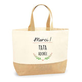 Sac Jute Fête des Mères Fêtes des Pères Mamie Papi Famille Idée Cadeau anniversaire Noël Travail Boulot Métier Départ Retraite Collègue Femme Homme