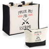 Cabas homme ou femme sac plage ou shopping tote bag pochette trousse Idée cadeau original pour anniversaire Noël travail départ retraite collègue famille fete des mères fetes des pères papa maman mamie papi
