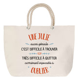Sac Fête des Mères Mamie Famille Idée Cadeau anniversaire Noël Travail Boulot Métier Départ Retraite Collègue Femme cabas shopping plage