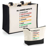 Cabas homme ou femme sac plage ou shopping tote bag pochette trousse Idée cadeau original pour anniversaire Noël travail départ retraite collègue famille fete des mères fetes des pères papa maman mamie papi