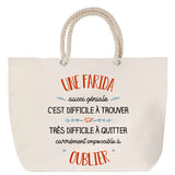 Sac Fête des Mères Mamie Famille Idée Cadeau anniversaire Noël Travail Boulot Métier Départ Retraite Collègue Femme cabas shopping plage