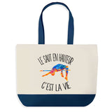 Sac de shopping bleu Saut en Hauteur c'est la Vie