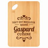 Planche bambou gravée personnalisée homme idée cadeau Fête des Pères apéro 30×20 prénom cuisine plateau fromage anniversaire noel papa papi 